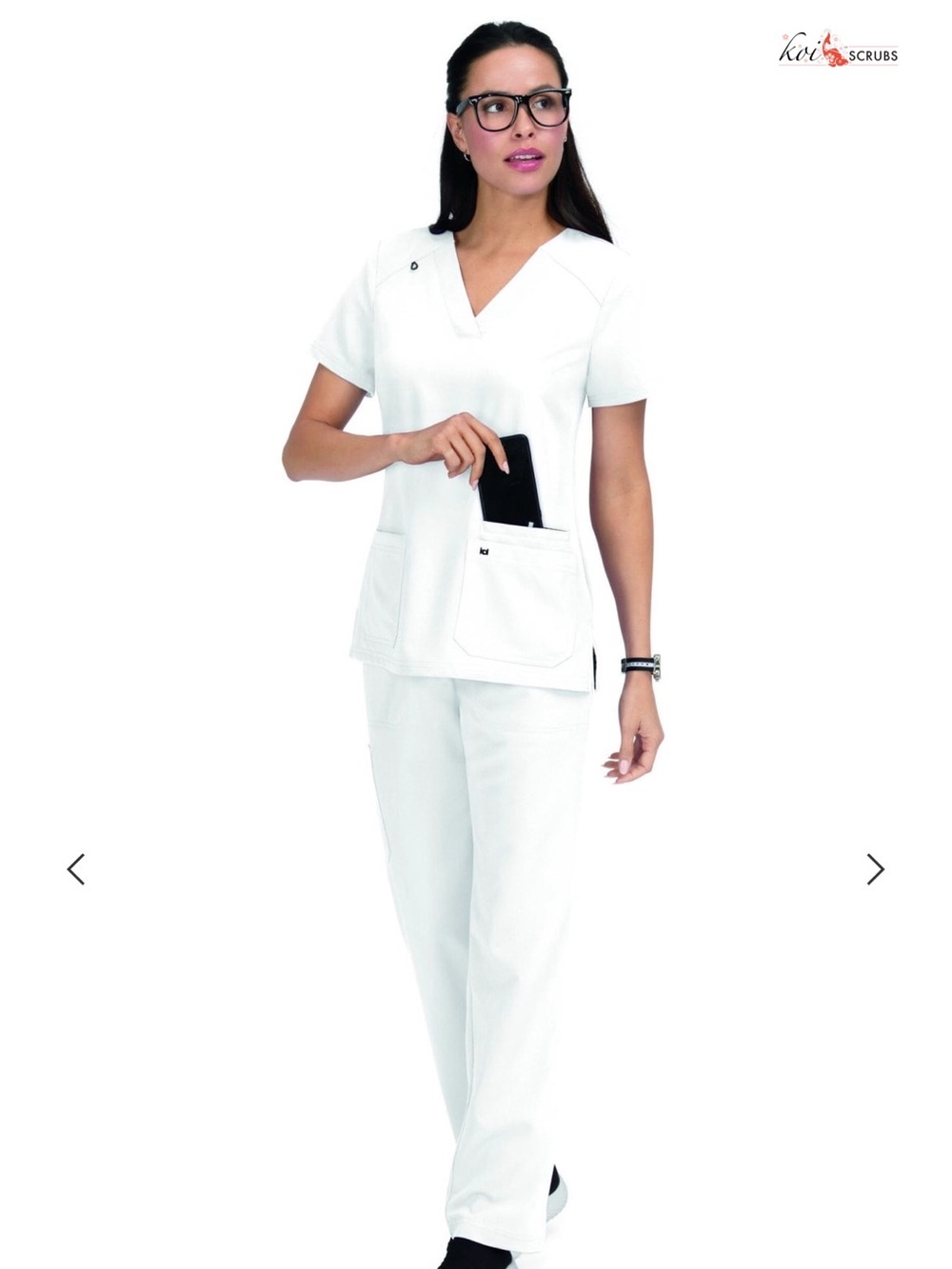 koi Women's White Straight Leg Scrub Set size XL